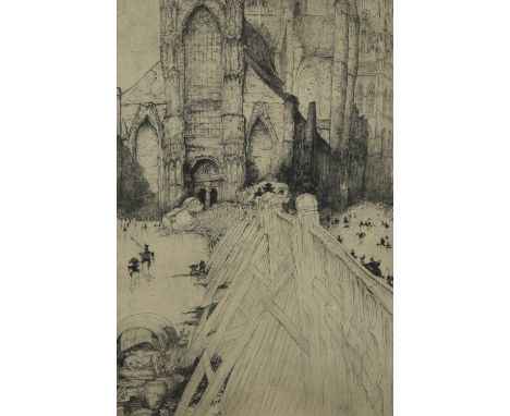 Jules DE BRUYCKER (1870-1945), etching l'Eglise St-Nicolas Gand, signedJules DE BRUYCKER (1870-1945), ets l'Eglise St-Nicolas