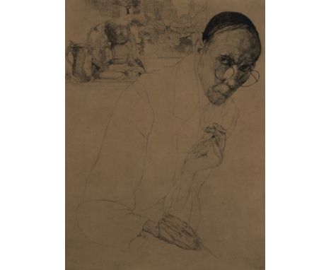 Jules DE BRUYCKER (1870-1945), etching Self-portrait, épreuve d'artiste, signed and dated 1925, with dedicationJules DE BRUYC
