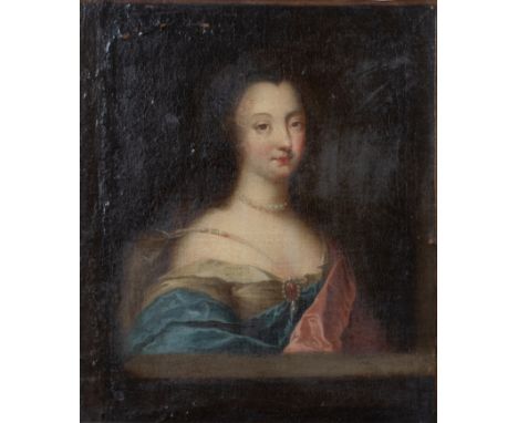 19th century portrait of a noble lady, reverse stamp manufacturer frames St Germain Lambert19e eeuws portret van een nobele d