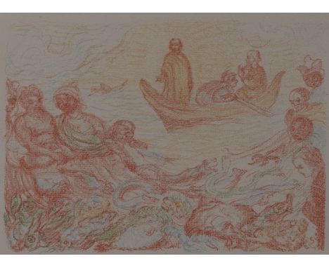 James ENSOR (1860-1949), colour lithograph La Pëche miraculeuse from Scènes de la vie du Christ, signed in the plate, n° 257J