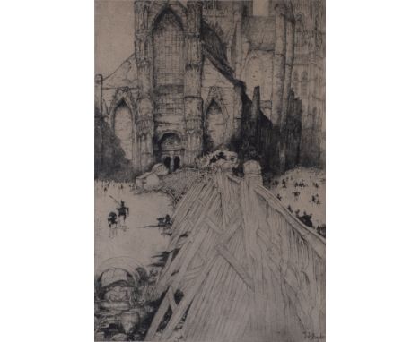 Jules DE BRUYCKER (1870-1945), etching Saint Michael's Bridge, signed in the plateJules DE BRUYCKER (1870-1945), ets Sint Mic