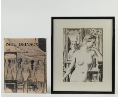 Paul DELVAUX (1897-1994), oeuvre catalogue Jacob Mira and signed lithograph frontispiece from the catalogue, cover is also an