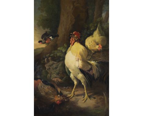 Jan VAN LIER (1921), oil on canvas Rooster and chickens, signedJan VAN LIER (1921), olie op doek Haan en kippen, getekend106 