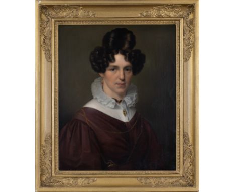 oil on canvas Ladies portrait first half 19th century in original Empire frameolie op doek Damesportret eerste helft 19e eeuw