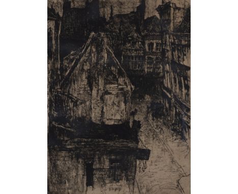 Jules DE BRUYCKER (1870-1945), etching Maison Vieux Bourg Gand, signed and titledJules DE BRUYCKER (1870-1945), ets Maison Vi