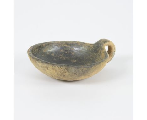 Archaeology: Old Europe, Bronze Age 1200-800 BC, drinking cap with ear in black braised polished potteryArcheologie: Oud Euro