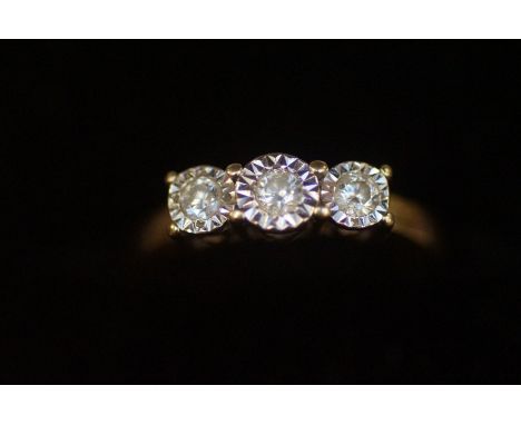 9ct Gold  ring set with diamonds Size M .5