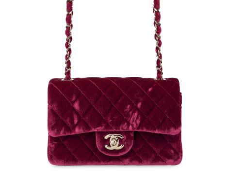 CHANEL BURGUNDY VELVET MINI RECTANGLE BAGCondition grade B.Produced between 2015-2016. 20cm long, 13cm high. Strap drop 56.5c