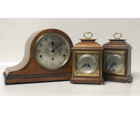 Two Elliott balance wheel mantel clocks and a Napoleon shaped mantel clock (3). Condition report: see terms and conditions
