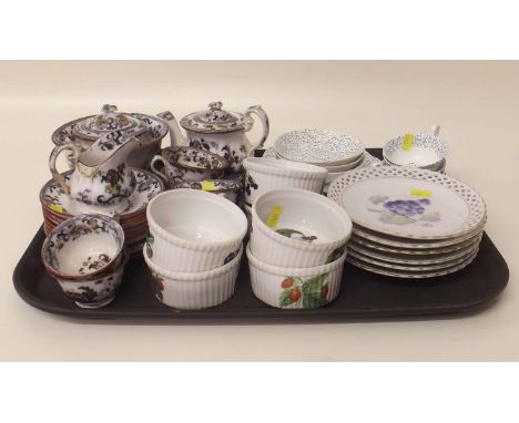 Davenport Nankin Dolls tea ware, GFB chintz cups and saucers, 6 Porcelain de Paris fruit dishes and 6 Schumann Pierrot plates