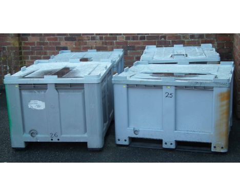 Four CT/R grey plastic solid pallet bins or storage crates 118cm x 100cm x 77cm Condition report: see terms and conditions
