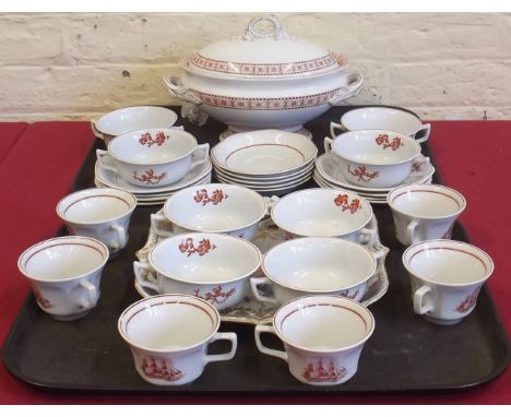 Cross Swords marked Meissen style dish depicting eagle and cockatoo Wedgewood 'Chantelier' tea ware and Worcester tureen Cond