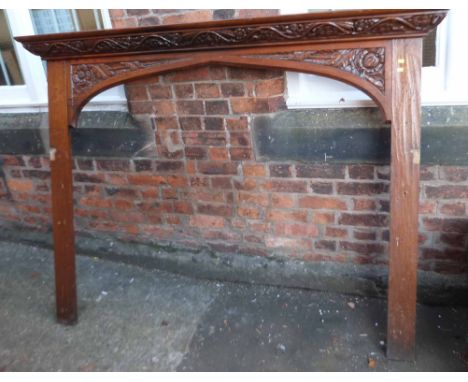 Gothic oak fire surround 137cm wide (originally from The Bull's head, Hanford) Condition report: see terms and conditions