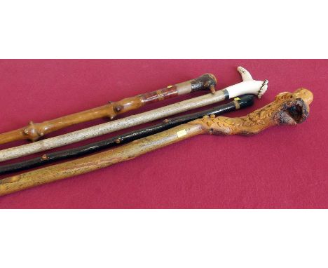 Walking stick carved by Stanley Randle and three others. Condition report: see terms and conditions