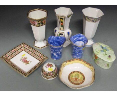 Aynsley 'Anniversary Collection' vase, two Wedgwood vases 'Sarah' and 'Clio', Beswick dish, two other 'Clio' pieces, Worceste