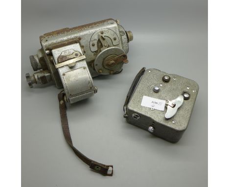 A bus ticket machine and a Pathe scope cine camera 