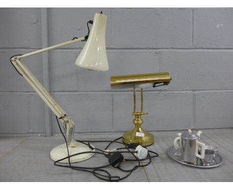 An anglepoise lamp, a desk lamp, a/f, and a small tea service **PLEASE NOTE THIS LOT IS NOT ELIGIBLE FOR POSTING AND PACKING*