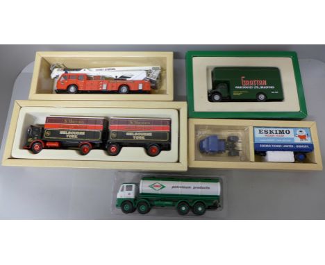Five Corgi model lorries including S.Houseman, A.E.C. Mercury truck and trailer, all boxed 
