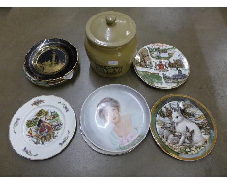 A collection of plates including one Nottingham and a 'Bread' crock **PLEASE NOTE THIS LOT IS NOT ELIGIBLE FOR POSTING AND PA
