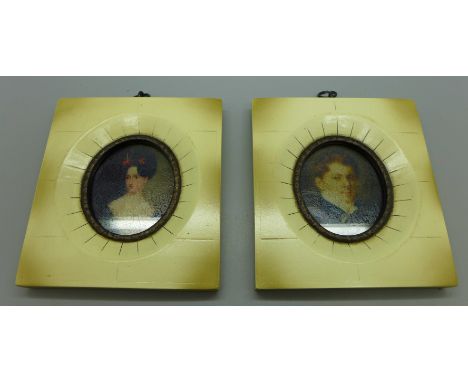 A pair of miniature portrait pictures 