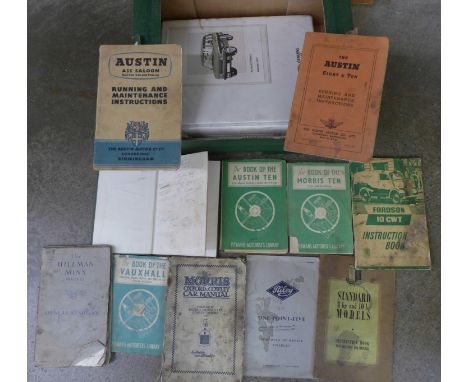 A Range Rover workshop manual plus vintage car manuals from 1926-1968 