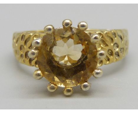 A 925 silver and citrine ring, U 