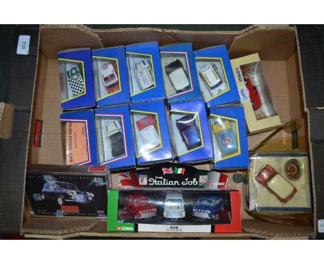 Fifteen Corgi Die-cast model vehicles, all minis, including "The Italian Job", and various Rally cars etc. all mint and boxed