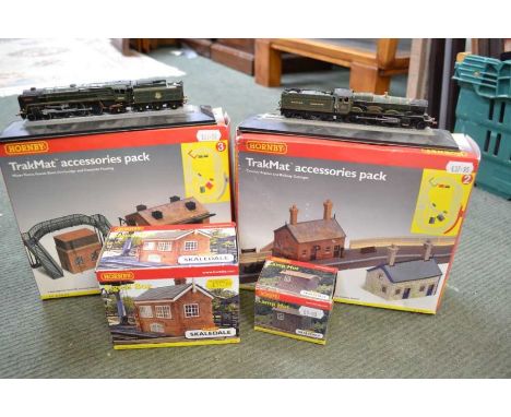 Hornby Trakmat accessory packs including R8085, and R8083, Skaledale Signal Box R8632 and Lamp Hut R8585 and Lamp Hut, all&nb