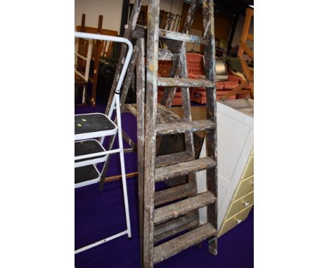 A traditional wooden step ladder