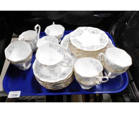 A Royal Albert Silver Maple pattern part tea service, to include teacups, saucers, twin handled sandwich plate, etc.