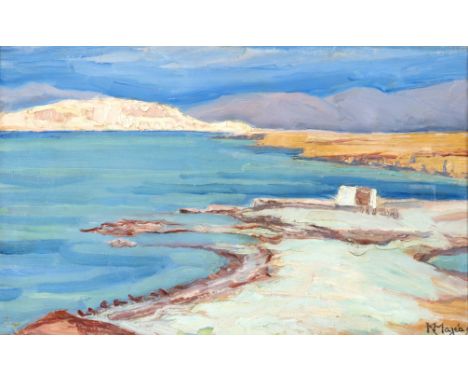 Constantinos Maleas (Greek, 1879-1928)Côtes de Phaliron signé en grec (en bas à droite)huile sur carton dur29 x 46.5cm (11 7/