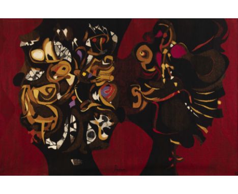 Mario Prassinos (GREEK/FRENCH, 1916-1985)Romeo et Juliette, 1961 tapisserie156 x 230cm (61 7/16 x 90 9/16in).Réalisée pour l'