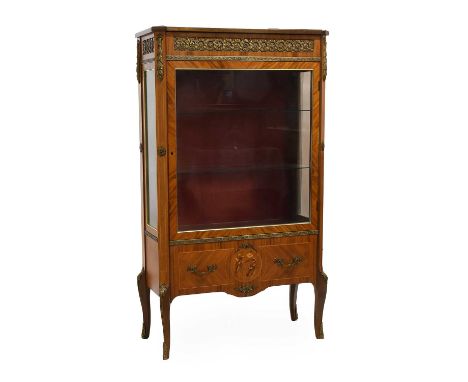 A French Louis XV-Style Rosewood and Gilt Metal Mounted Vitrine, 20th century, the strung top with canted corners above a gui