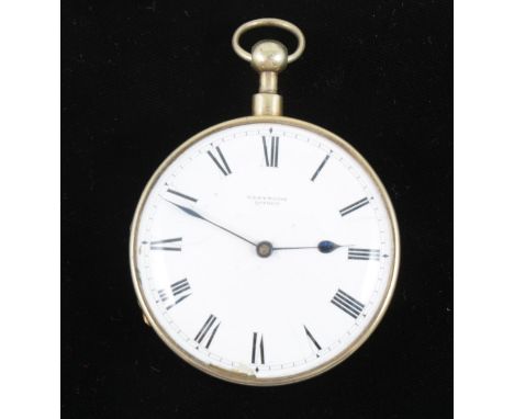 Westwood silver gilt quarter striking pocket watch, engine turned case, white Roman dial, compensated balance, the bow with p