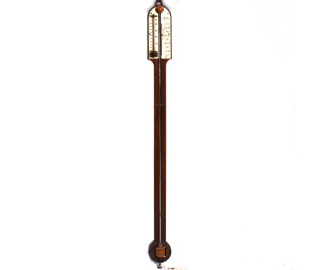 A mahogany stick barometer, signed Smith Wisbeach to the ivory plate, 91cm, losses.