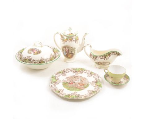 A Copeland Spode part breakfast service, Spodes Byron pattern, and teaware.