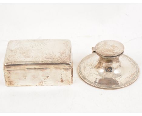 A silver cigarette/jewel box, plain design with domed lid by Cohen &amp; Charles, hallmark rubbed, 12.5cm x 8.5cm x 5cm, no p