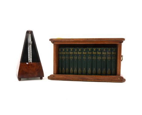 The Handy Volume Shakespeare, published Bradbury Agnew &amp; Co., London, in a miniature walnut book rack, 33cm; a walnut met