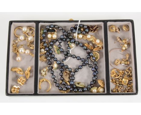 Twenty-three pairs of costume jewellery earrings to include Christian Dior, Monet, many with simulated pearls, all for pierce