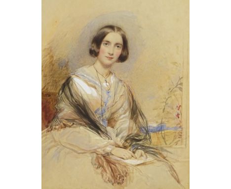 George Richmond (1809-1896). Portrait Mrs Charles Bagot, watercolour, signed and dated 1842, 36cm x 25.5cm. Label Verso from 