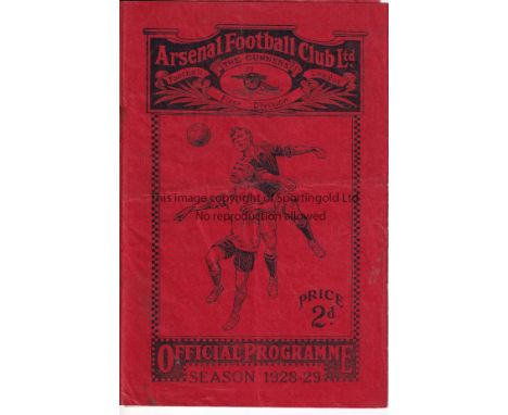 ARSENAL V BURNLEY 1928     Programme for the League match at Arsenal 22/12/1928. Inside pages appear to have been removed fro