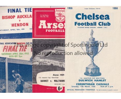 FA AMATEUR CUP     Six FA Amateur Cup Finals and 3 Semi Finals. Finals 1952,1955,1956, 1959,1961 and 1963. Semi Finals at Che