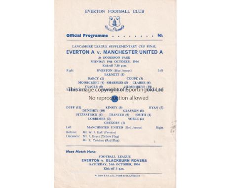 EVERTON / MAN UNITED   Single sheet programme Everton A v Manchester United A Lancashire League Supplementary Cup Final  19/1