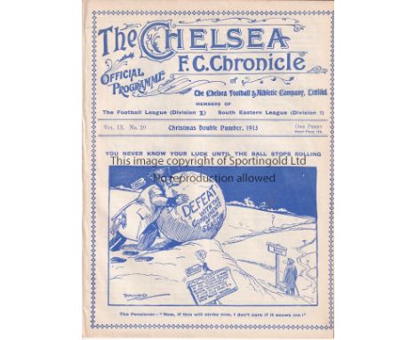 CHELSEA -  SHEF WED / NORWICH / SPURS 1913     Chelsea double issue, Christmas 1913, v Sheffield Wednesday 25/12/1913, Divisi