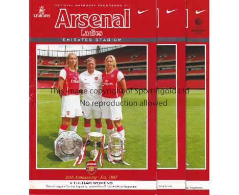 ARSENAL LADIES     Twenty five programmes for season 2006/7 including 17 homes, 7 aways and a triple issue England Women's In