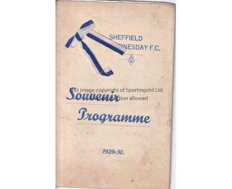 SHEFFIELD WEDNESDAY V ARSENAL 1929     Special souvenir Wednesday programme for the home match v. Arsenal 7/9/1929 celebratin