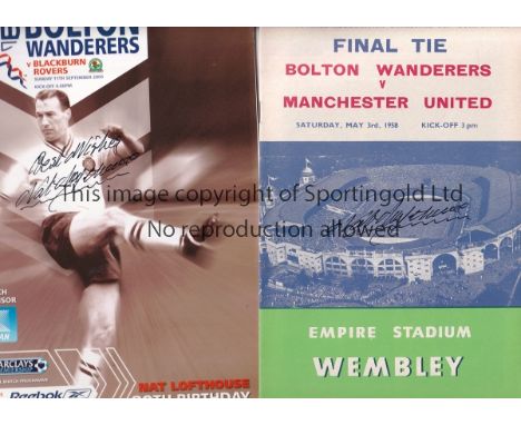 NAT LOFTHOUSE      Seven autographed Nat Lofthouse items including ; 1958 FA Cup Final programme signed to the front cover, a