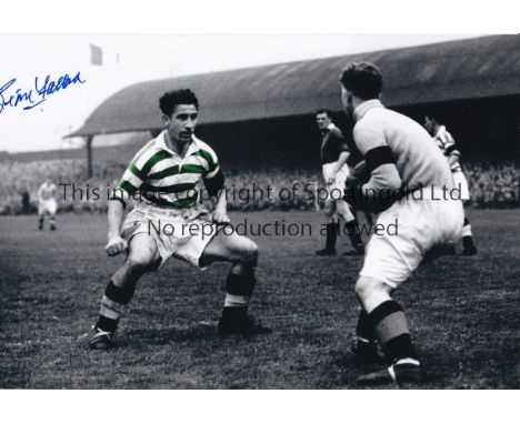 SEAN FALLON       Autographed col 12 x 8 photo, showing Sean Fallon of Celtic in action against arch-rivals Rangers during an
