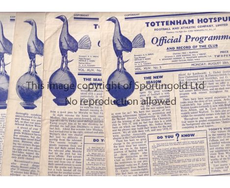 SPURS      Fifteen Tottenham Hotspur home programmes from 1951/52 to include v Fulham , West Bromwich Albion , Manchester Uni