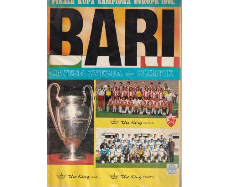 1991 EUROPEAN CUP FINAL     Red Star Belgrade v Olympique Marseille played 29 May 1991 at the Stadio San Nicola, Bari. Rare 5